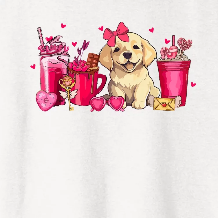 Golden Retriever Dog Valentines Day Coffee Latte Mugs Puppy Women's Crop Top Tee