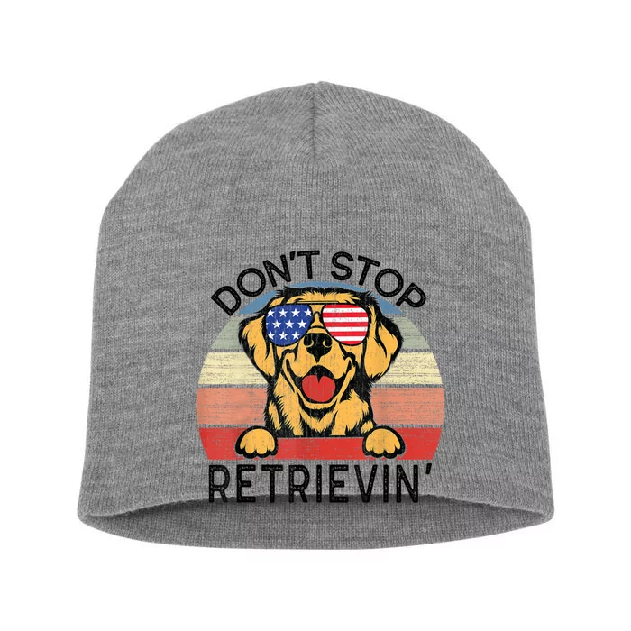 Golden Retriever Dog Don't Stop Retrievin' Short Acrylic Beanie