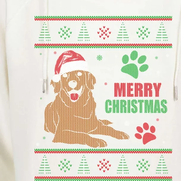 Golden Retriever Dog Ugly Christmas Holiday Gift Womens Funnel Neck Pullover Hood