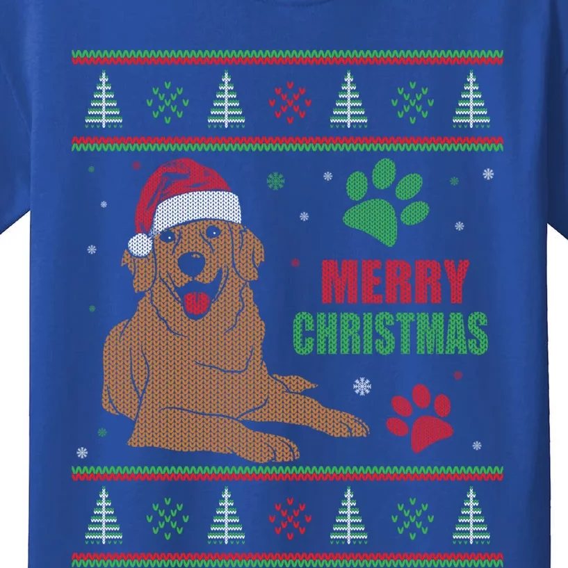 Golden Retriever Dog Ugly Christmas Holiday Gift Kids T-Shirt