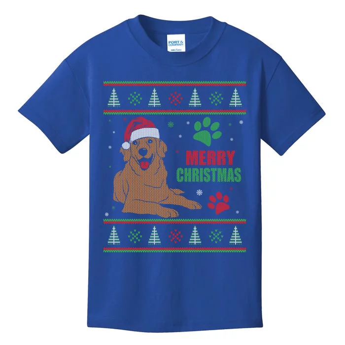 Golden Retriever Dog Ugly Christmas Holiday Gift Kids T-Shirt