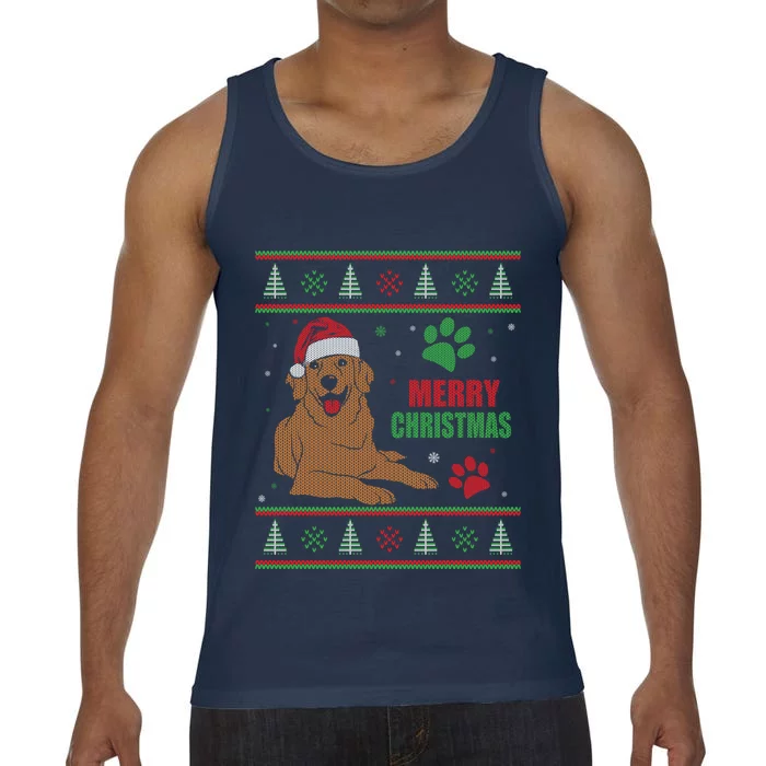 Golden Retriever Dog Ugly Christmas Holiday Gift Comfort Colors® Tank Top