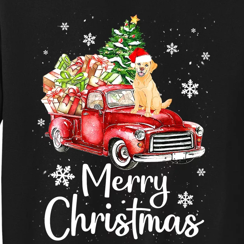 Golden Retriever Dog Riding Red Truck Christmas Tree Xmas Tall Sweatshirt