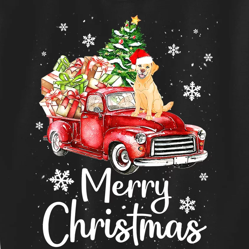 Golden Retriever Dog Riding Red Truck Christmas Tree Xmas Kids Sweatshirt