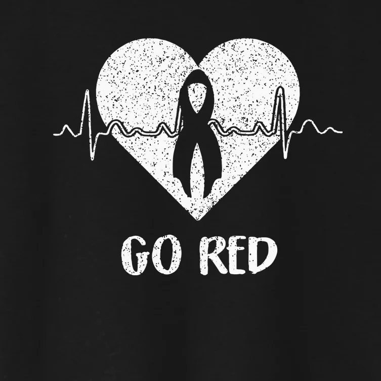 Go Red Day Heart Ribbon Costume Heart Disease Month Women's Crop Top Tee