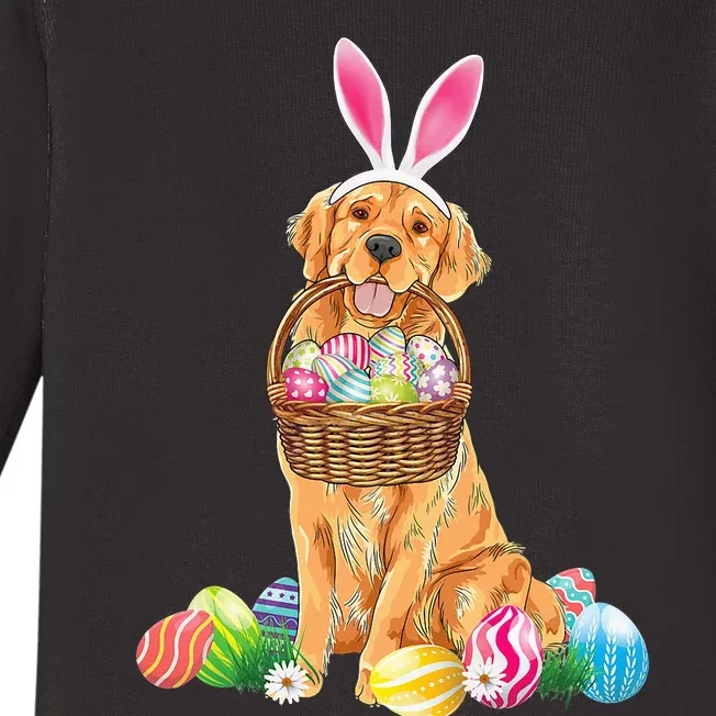 Golden Retriever Easter Day Bunny Eggs Easter Costume Baby Long Sleeve Bodysuit