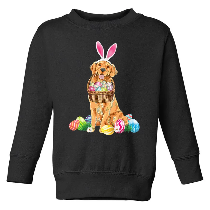 Golden Retriever Easter Day Bunny Eggs Easter Costume Toddler Sweatshirt