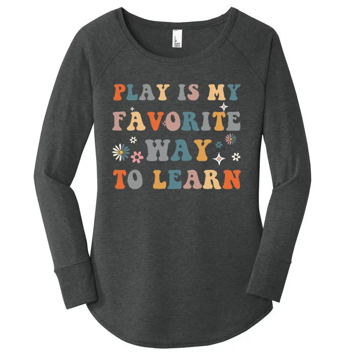 Groovy Retro Education Play Is My Favorite Way to Learn Women's Perfect Tri Tunic Long Sleeve Shirt