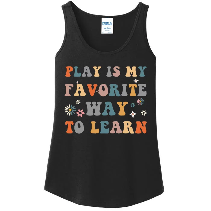 Groovy Retro Education Play Is My Favorite Way to Learn Ladies Essential Tank