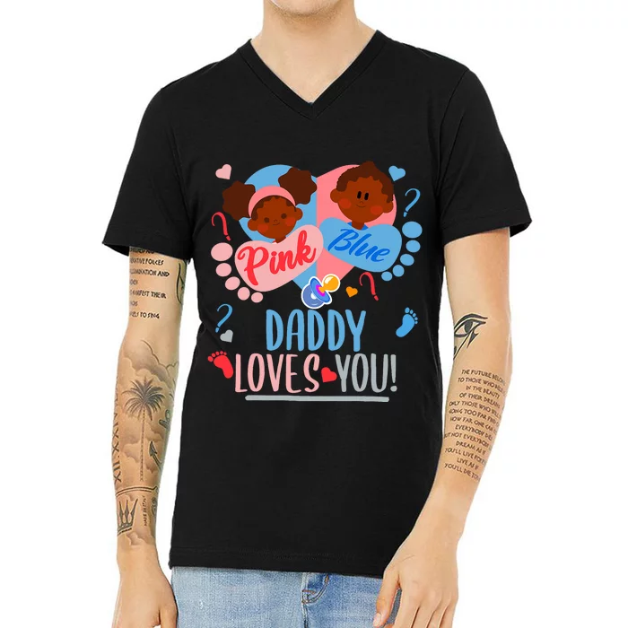 Gender Reveal Ethnic Daddy Loves You Dad V-Neck T-Shirt