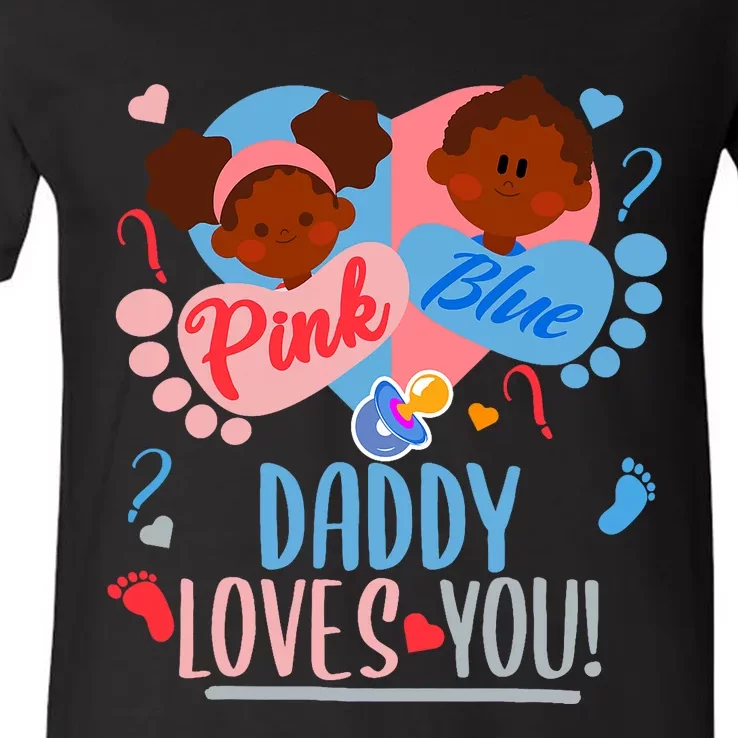 Gender Reveal Ethnic Daddy Loves You Dad V-Neck T-Shirt