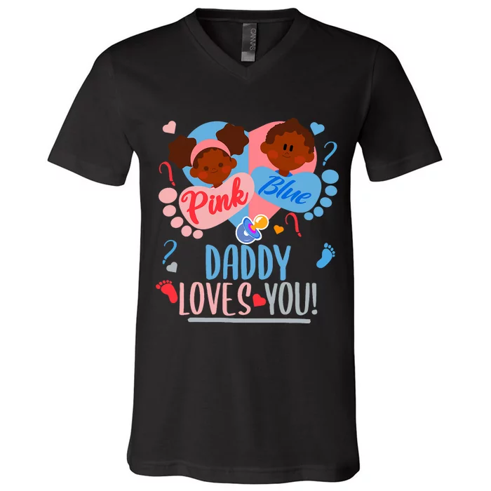 Gender Reveal Ethnic Daddy Loves You Dad V-Neck T-Shirt