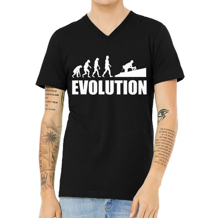 Great Roofer Evolution Design Roofing Craft Roofer V-Neck T-Shirt