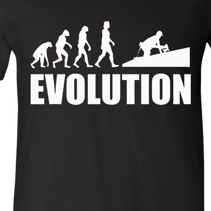 Great Roofer Evolution Design Roofing Craft Roofer V-Neck T-Shirt