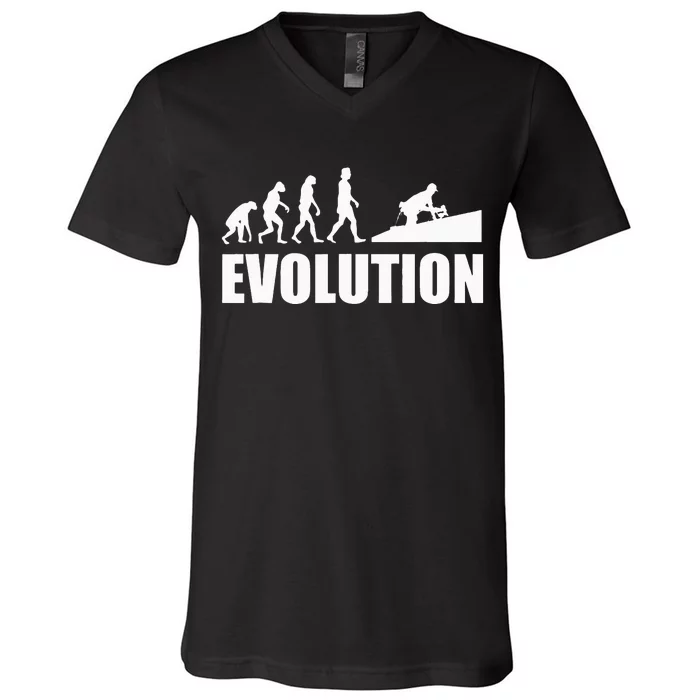 Great Roofer Evolution Design Roofing Craft Roofer V-Neck T-Shirt