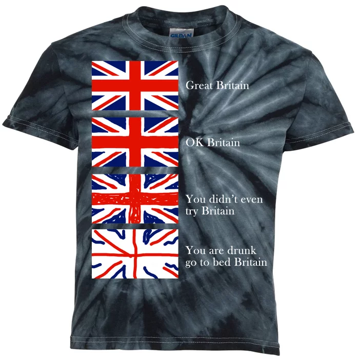 Great Britain OK Britain Funny Sarcastic Kids Tie-Dye T-Shirt