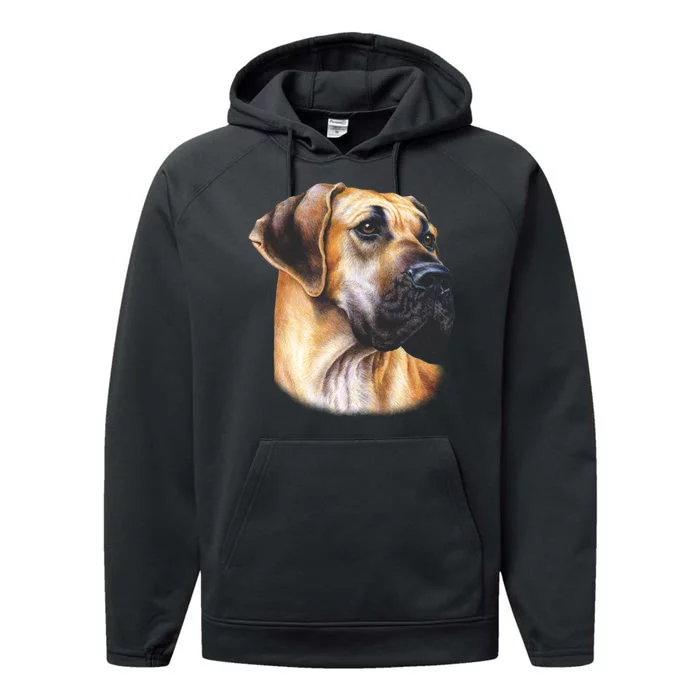 Great Dane Face Performance Fleece Hoodie