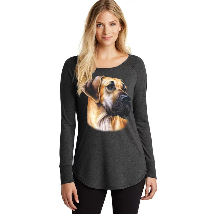 Great Dane Face Women's Perfect Tri Tunic Long Sleeve Shirt