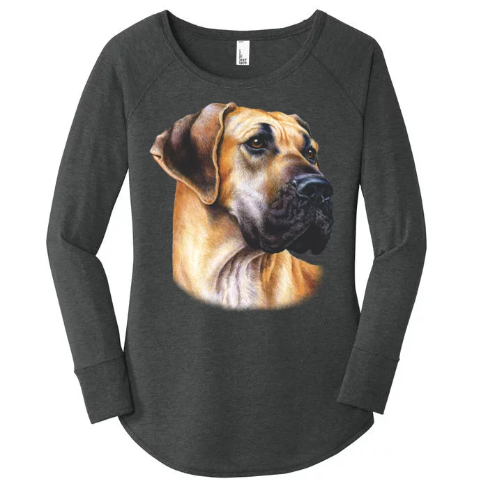 Great Dane Face Women's Perfect Tri Tunic Long Sleeve Shirt