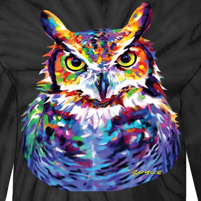 Great Horned Owl Tie-Dye Long Sleeve Shirt