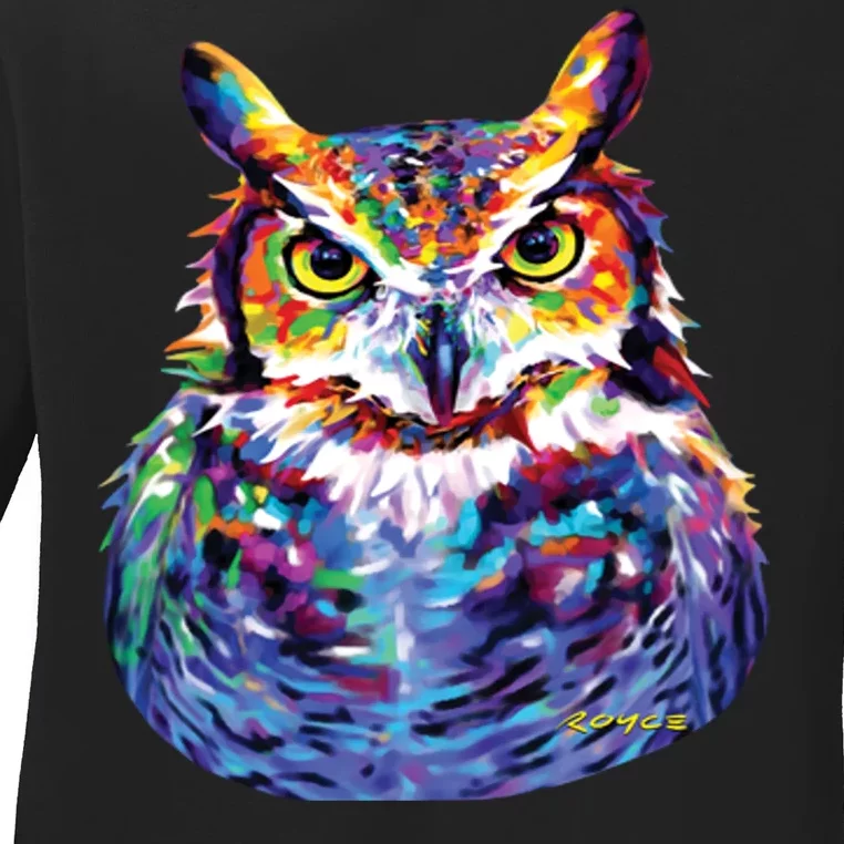 Great Horned Owl Ladies Long Sleeve Shirt