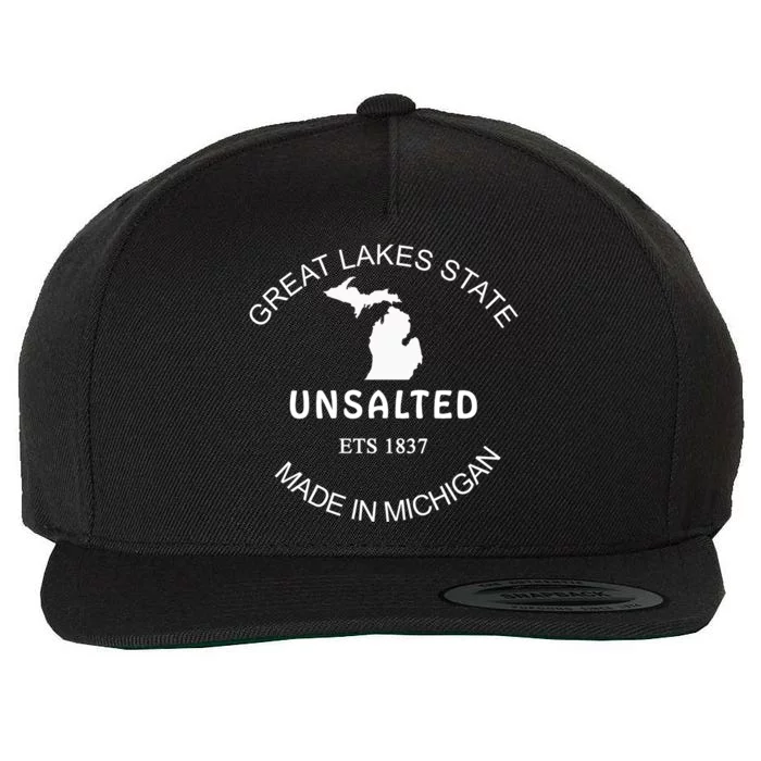 Great Lakes State Unsalted Est 1837 Made In Michigan Wool Snapback Cap