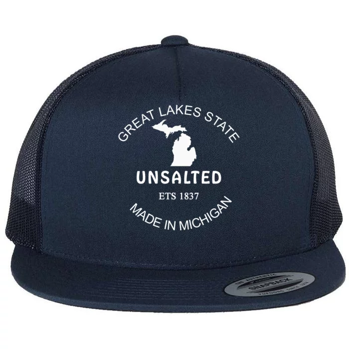 Great Lakes State Unsalted Est 1837 Made In Michigan Flat Bill Trucker Hat