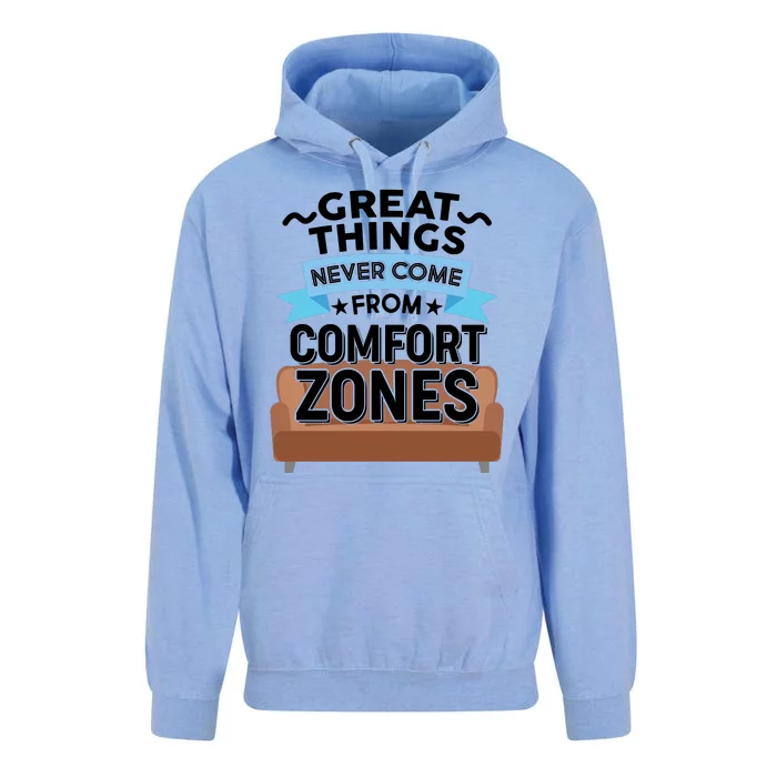 Great Things Never Come From Comfort Zones Unisex Surf Hoodie