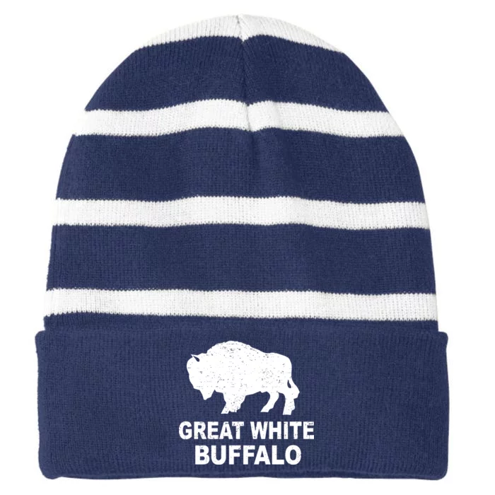 Great White Buffalo Striped Beanie with Solid Band