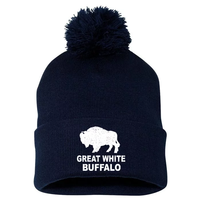 Great White Buffalo Pom Pom 12in Knit Beanie