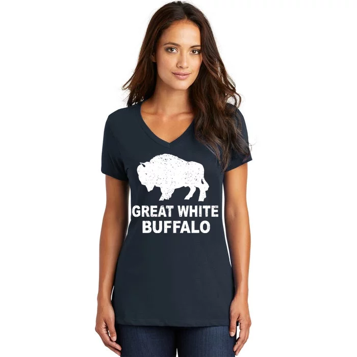 Great White Buffalo Women's V-Neck T-Shirt