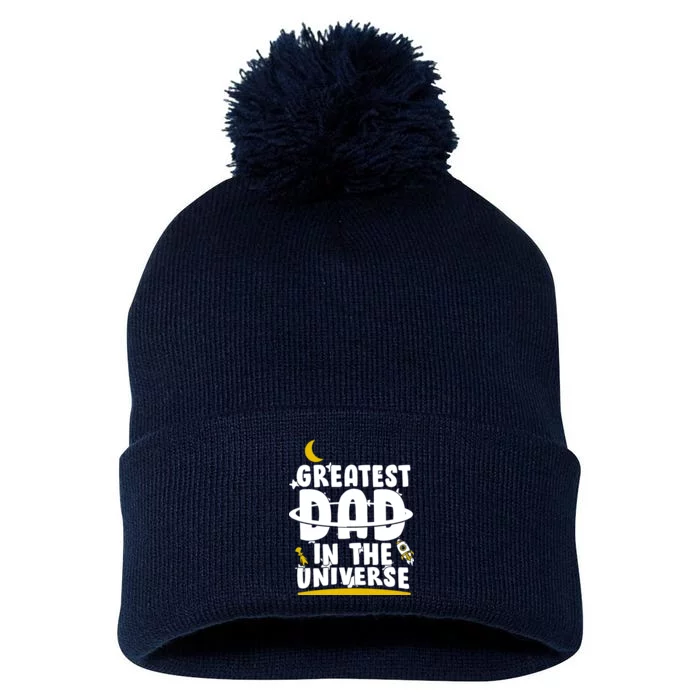 Greatest Dad In The Universe Pom Pom 12in Knit Beanie