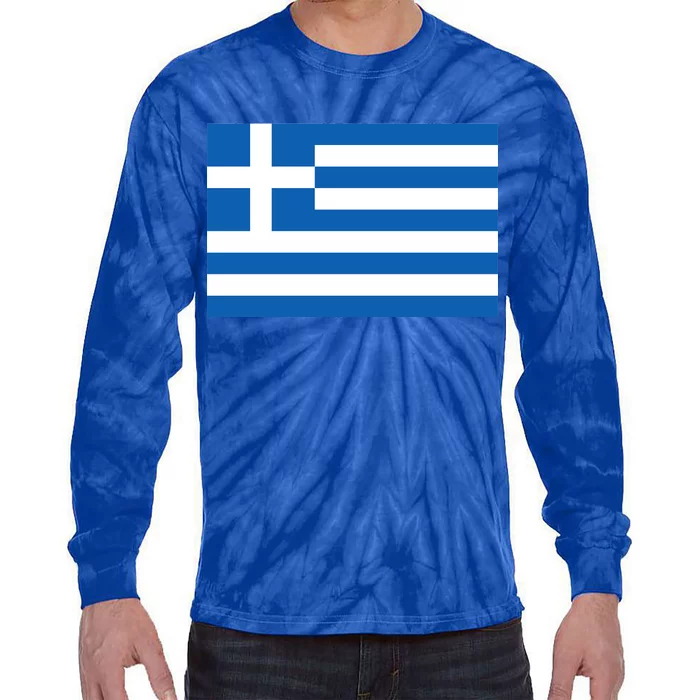 Greece Flag Tie-Dye Long Sleeve Shirt