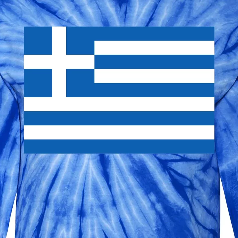 Greece Flag Tie-Dye Long Sleeve Shirt