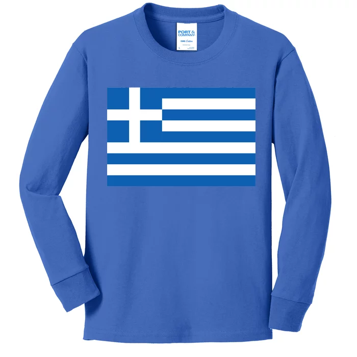 Greece Flag Kids Long Sleeve Shirt