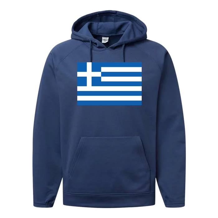 Greece Flag Performance Fleece Hoodie