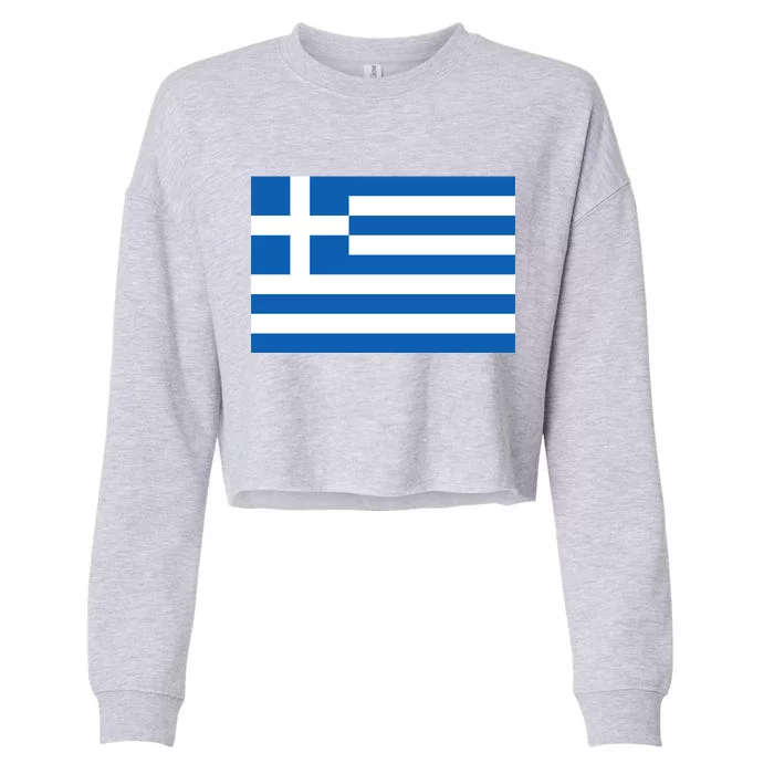 Greece Flag Cropped Pullover Crew