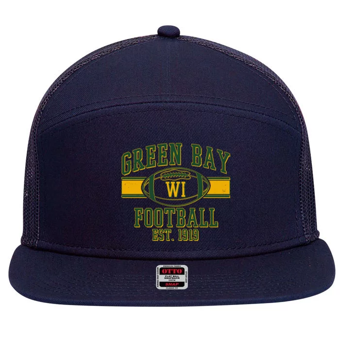 Green Bay Football EST 1919 7 Panel Mesh Trucker Snapback Hat