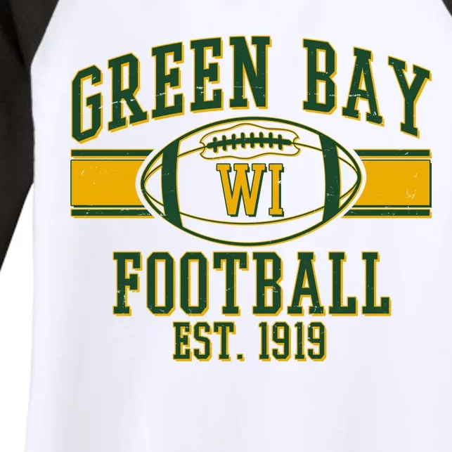 Green Bay Football EST 1919 Women's Tri-Blend 3/4-Sleeve Raglan Shirt