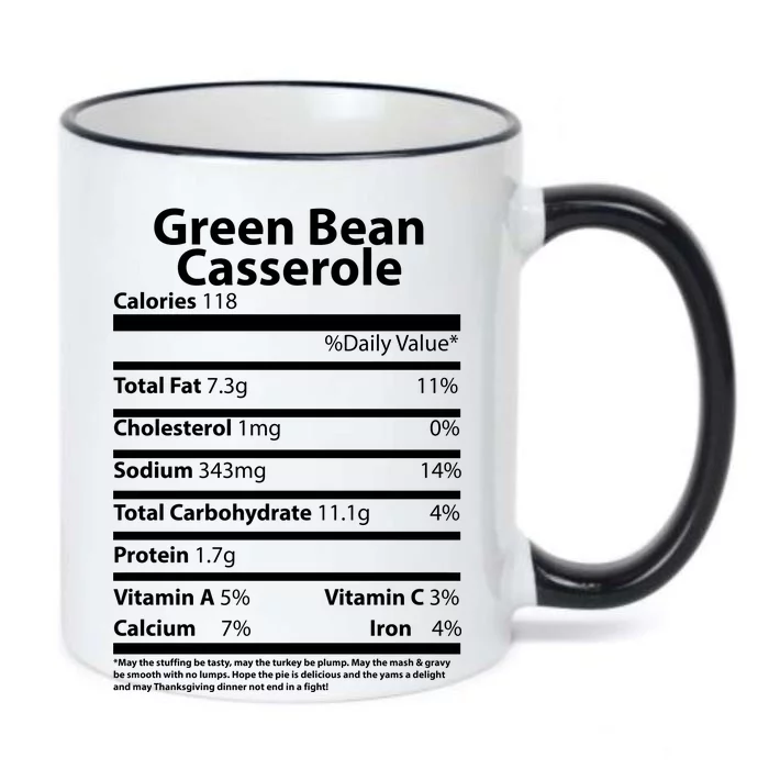 Green Bean Casserole Nutritional Facts Funny Thanksgiving Black Color Changing Mug