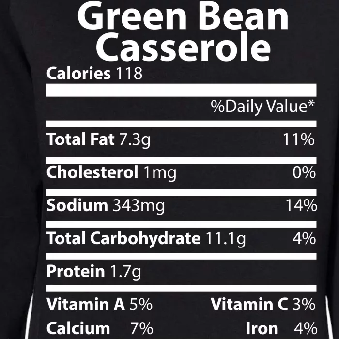 Green Bean Casserole Nutritional Facts Funny Thanksgiving Womens California Wash Sweatshirt