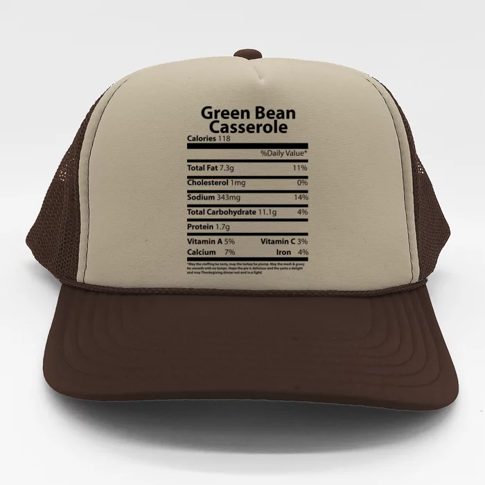 Green Bean Casserole Nutritional Facts Funny Thanksgiving Trucker Hat