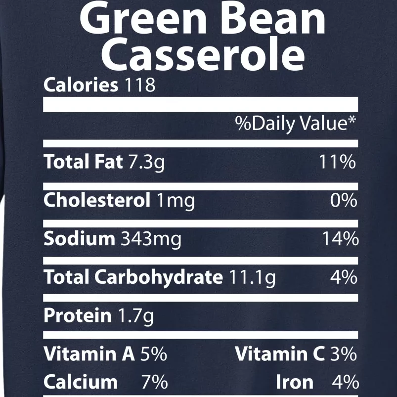 Green Bean Casserole Nutritional Facts Funny Thanksgiving Sweatshirt