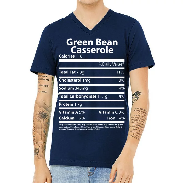 Green Bean Casserole Nutritional Facts Funny Thanksgiving V-Neck T-Shirt