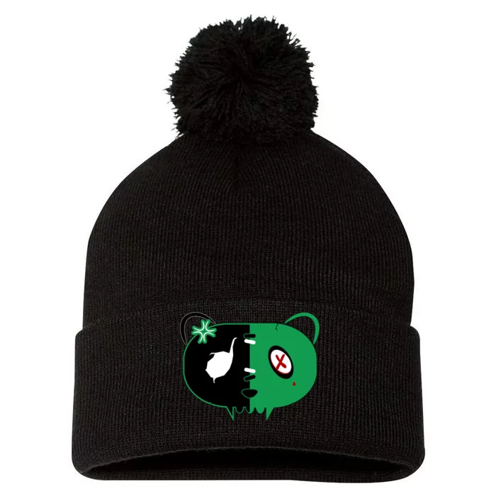 Green Bear Pom Pom 12in Knit Beanie