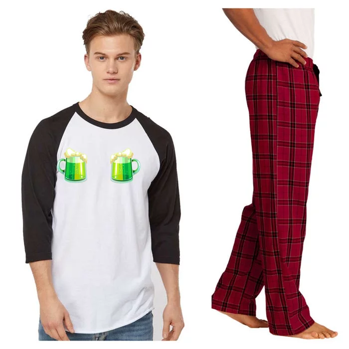 Green Beer Boobs - St. Patrick's Day Raglan Sleeve Pajama Set