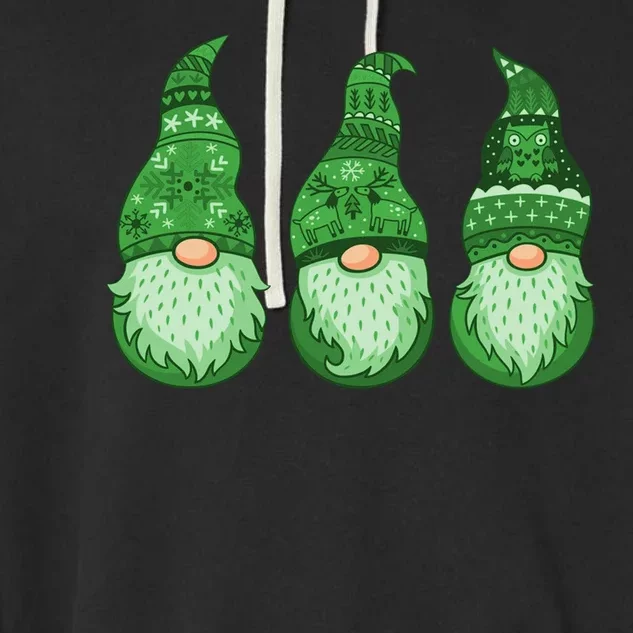 Green Ugly Sweater Irish Gnomes St Patricks Day Garment-Dyed Fleece Hoodie