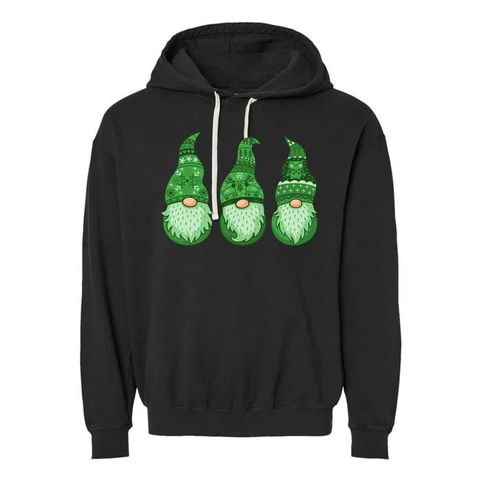 Green Ugly Sweater Irish Gnomes St Patricks Day Garment-Dyed Fleece Hoodie