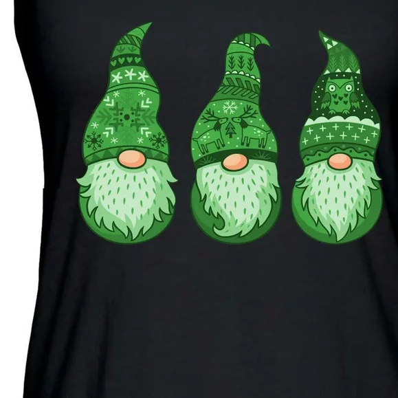 Green Ugly Sweater Irish Gnomes St Patricks Day Ladies Essential Flowy Tank