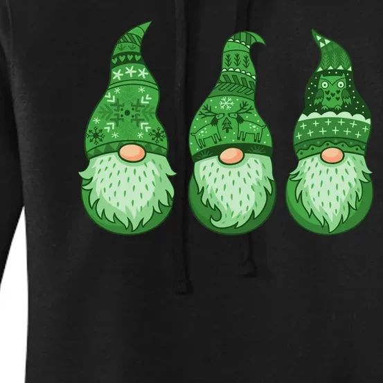 Green Ugly Sweater Irish Gnomes St Patricks Day Women's Pullover Hoodie